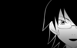 Black white anime glasses yandere - lineart free wallpaper