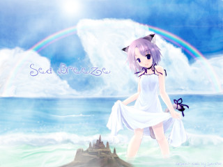 Girl rainbow ocean anime dress - net art free wallpaper