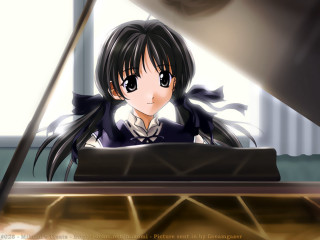 Anime girl laptop blackhair blueeyes - a laptop computer free wallpaper