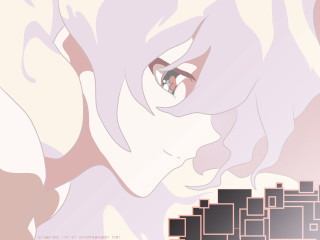 Woman pinkhair whiteshirt staring pinkbg - a pink hair free wallpaper