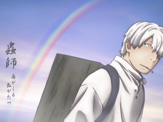 White haired man rainbow clouds - alvan fisher free wallpaper