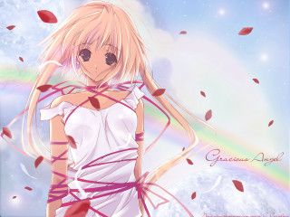 Blonde girl white dress rainbow - long blonde hair free wallpaper