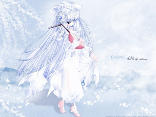 Anime white dress long hair - a stick free wallpaper for desktop