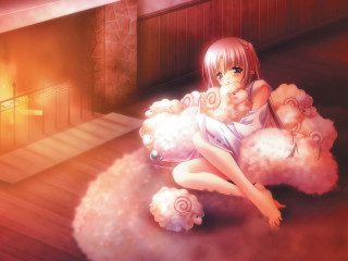 Girl cloud teddy fireplace anime - a cloud free wallpaper for desktop