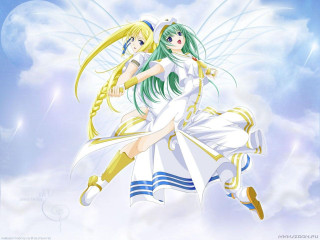 Anime flying girls clouds sky - the air together free wallpaper for desktop