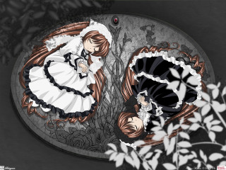Anime sisters blurry flowers gothic - a table together free wallpaper