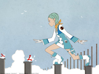Snowy run aqua green hair - a snowy surface free wallpaper