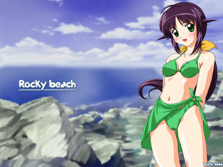 Cartoon girl bikini rocks water - rock and water free wallpaper for desktop
