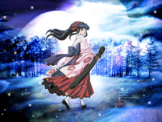 Woman snowboard moon aurora japanese - a snowboard free wallpaper