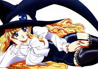 Witch hat woman laying manga - her face free wallpaper for desktop