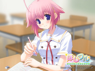 Girl uniform classroom blush pinkhair - desk free wallpaper