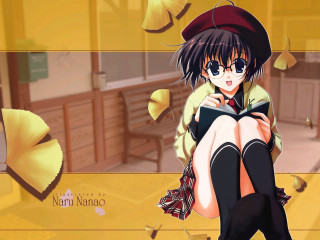 Girl bench reading umbrellas yellow - manga free wallpaper for desktop