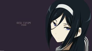 Anime girl black hair blue 8 - a sad expression free wallpaper