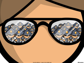 Glasses reflection police cartoon orange - art spiegelman free wallpaper
