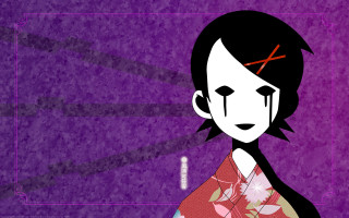 Yandere kimono floral blackhair purple - her forehead free wallpaper