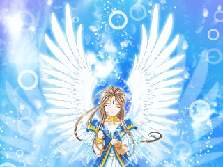 Angel sword blue bubbles wings - bubble free wallpaper