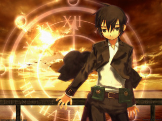 Man suit clock sunset bird - a sunset in the background and a bird free wallpaper