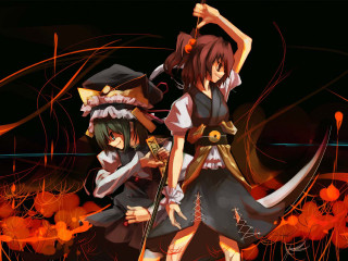 Anime gothic sword girls orangeflowers - orange flower free wallpaper for desktop