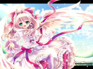 Anime girl cloud pink ribbon - a cloud free wallpaper