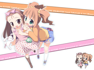 Anime girls hugging pink ribbon - a pink ribbon free wallpaper