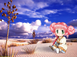 Girl sand dune tree clouds - the sky above her free wallpaper