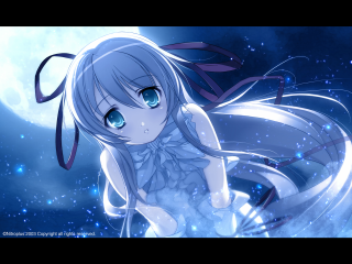Moonlight blue eyes anime girl - the wind free wallpaper
