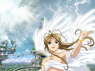 Girl angel wings city castle - yukito kishiro free wallpaper for desktop