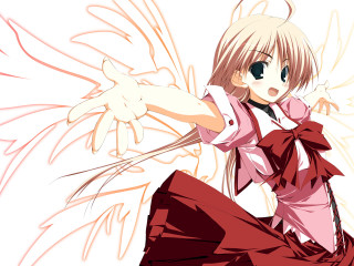 Angelic pink dress blonde wings - her knee free wallpaper