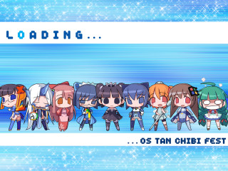 Anime group loading pixelart 6girls - them in front free wallpaper