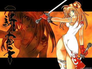 Woman sword demon anime green - a cartoon of a woman free wallpaper