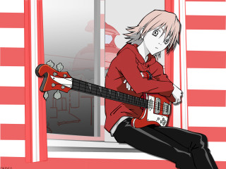 Man guitar window sill red - a guitar free wallpaper