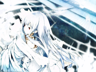 Anime white hair dress night - long white hair free wallpaper