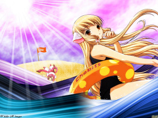 Girl surfing wave ocean flag - a flag in the background free wallpaper