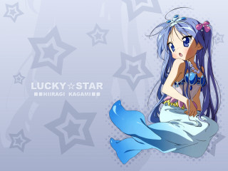 Girl star background blue hair - a pillow free wallpaper