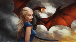 Woman dragon stormy sky fantasy - free fantasy wallpaper