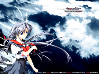 Anime girl long hair red 5 - a red scarf free wallpaper