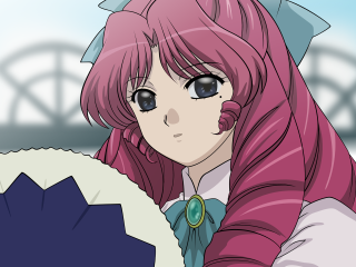 Anime girl pink hair blue 2 - a bow free wallpaper