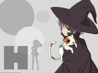 Witch cat character anime painting - a cat and a cat free wallpaper