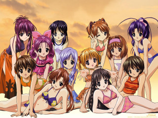 Anime girls beach bikinis group - bikinis free wallpaper