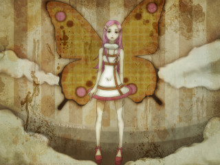 Girl butterfly wings wall clouds - a surrealist painting free wallpaper for desktop