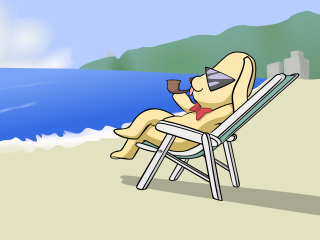 Cartoon dog beach ocean sunny - bascove free wallpaper