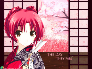 Girl bow knife cherryblossoms kimono - cherry blossom free wallpaper