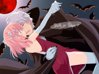 Pink hair vampire bat moon - a cartoon of a woman free wallpaper for desktop
