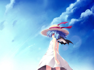 Woman hat dress blue sky - a white dress and a hat free wallpaper