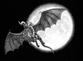 Demon flying full moon demon - a drawing of a demon free wallpaper for desktop