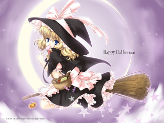 Witch broom fullmoon halloween anime - a broom free wallpaper