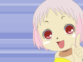 Cartoon girl pink hair pointing - kawaii free wallpaper