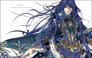 Woman blue dress sword gothic 2 - long hair and a sword free wallpaper for desktop