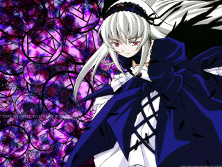 White haired anime gothic lolita - a black cape free wallpaper