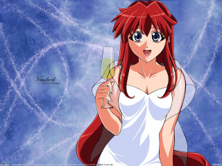 Woman wine red hair blue - a glass of wine free wallpaper